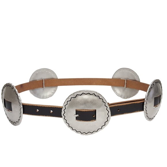 Western Distressed Leather w. buckle size round conchos